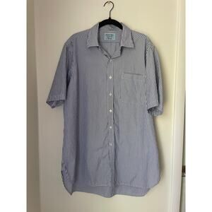 Hilditch & Key Harrods Blue Stripe Button Down Shirt 17.5 Made in England Luxury